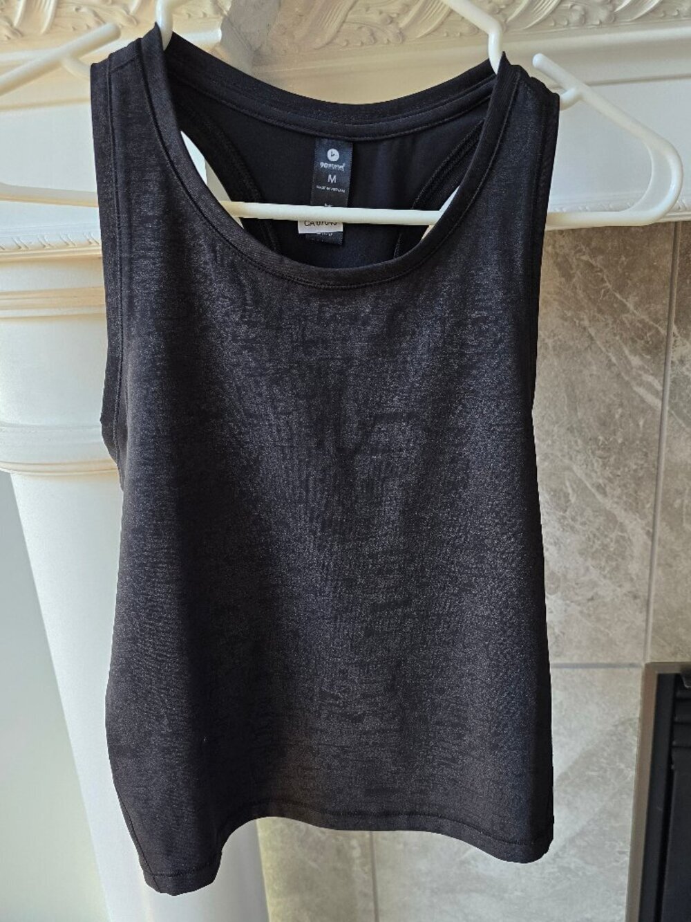90 degree black patterned racer back tank medium